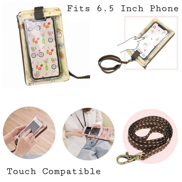 Waterproof Plaid Phone Case Pouch W/ Neck Strap - Picture 5 of 10